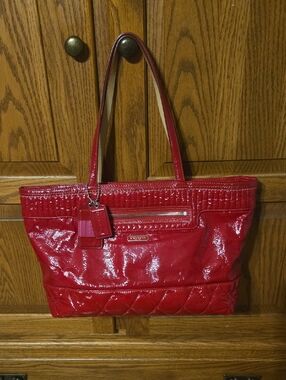 Coach Red Patent Leather Tote